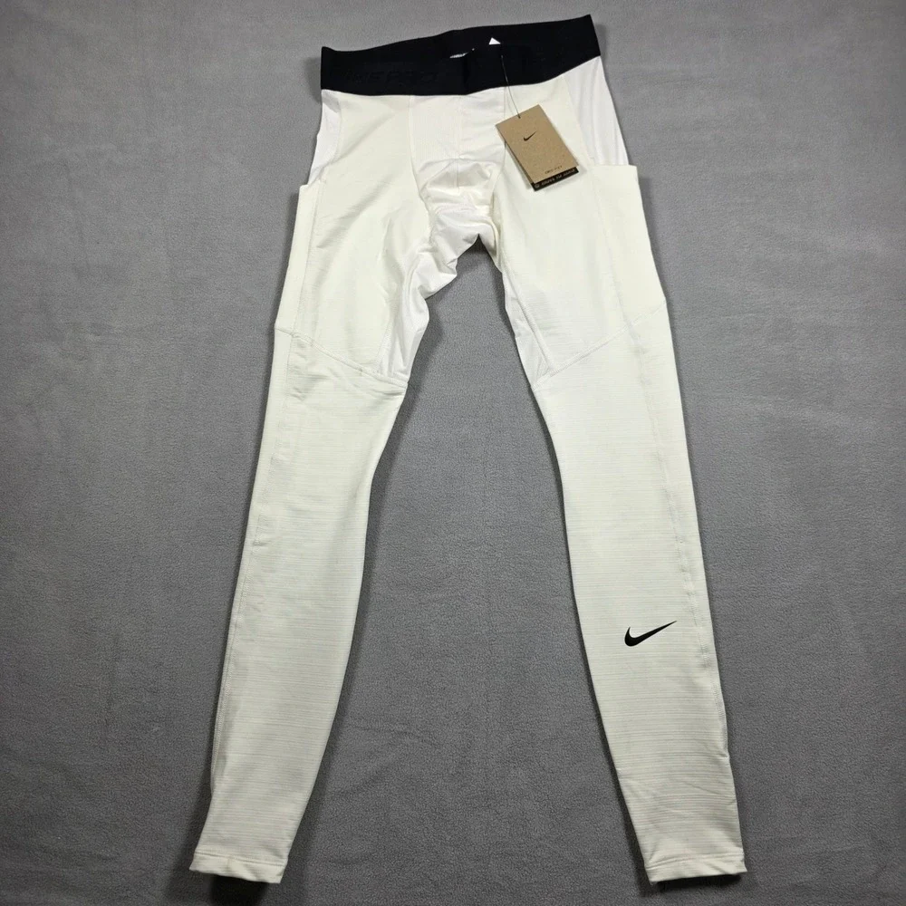 Nike leggings Mens Small White Skinny Mid Rise Nike Pro Stretch Solid